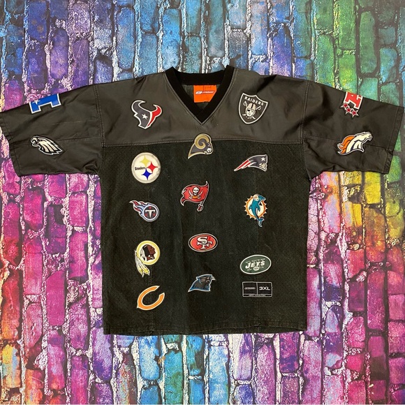 Rare vintage Reebok X Jeff Hamilton NFL suede Leather patch Jersey size XXXL